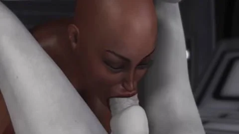 3d Alien Dickgirl bonks A naughty ebony slave In Space Station