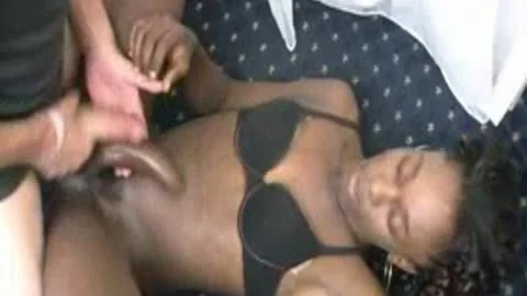 Flat Chested ebon shemale engulfing White