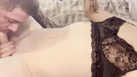 attractive blond shemale Dominating Her boy