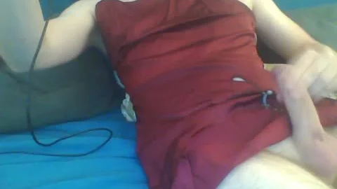 Red Satin suit For A cute Crossdresser Pt.1