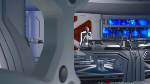 3d Alien Dickgirl bonks A dirty ebon In The Space Station