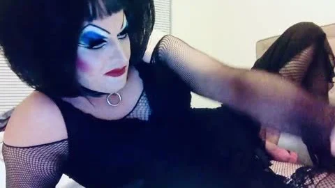 enormous Makeup Sissy SlutDebra Strokes Herself For Web Fans