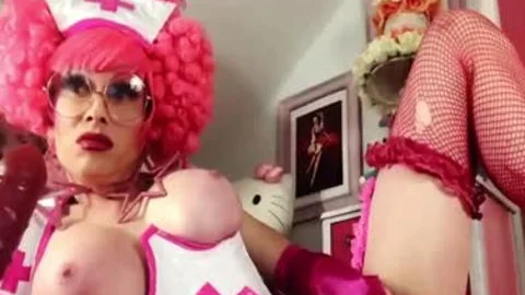 Nurse Sissy large tits Masturbates ramrod