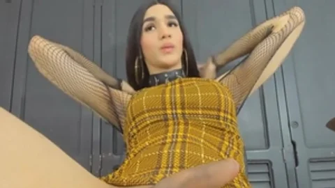 sleazy latina In lingerie Faps Her Girlcock