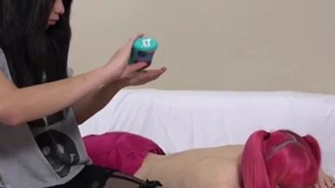 Pink Hair trannies receives Spicy Massage