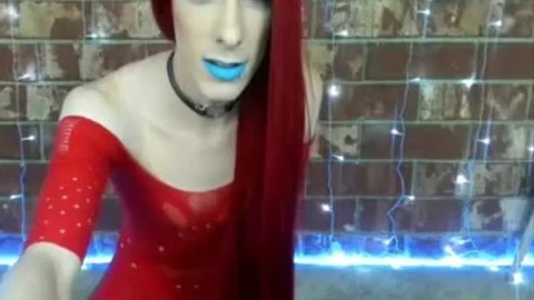 Sick Redhead tranny Plays With anal And penis Games