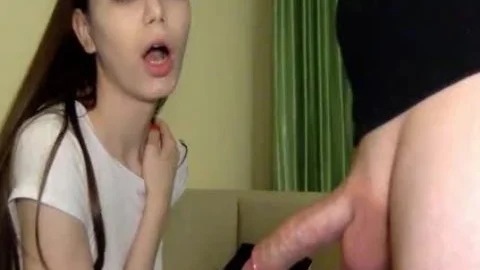 Russian legal age teenager tranny Giving A wild Blowjobs To Luck teen With dark Mask