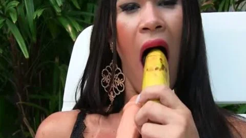 Sensual shemale Erika Lee Masturbates With A Banana And Sticks A sextoy Up Her wazoo