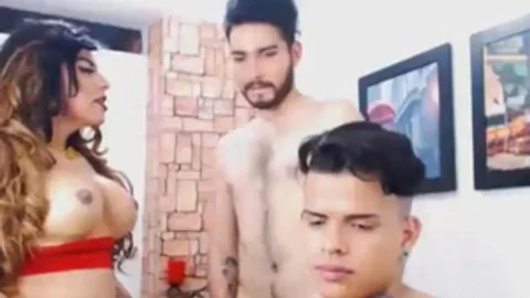 One ladyboy Two twinks In A slutty Sex Party