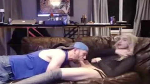 pretty blonde ladyboy plowed Her Boyfriend On The Sofa